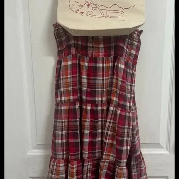 모리걸 체크 원피스 & 요시토모 나라 미니 에코백 세트