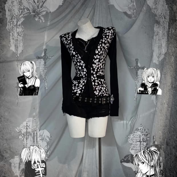 [6pcs] 미사펑크 데일리 무채색 펑크 아일렛 코르셋 십자가 코디세트 