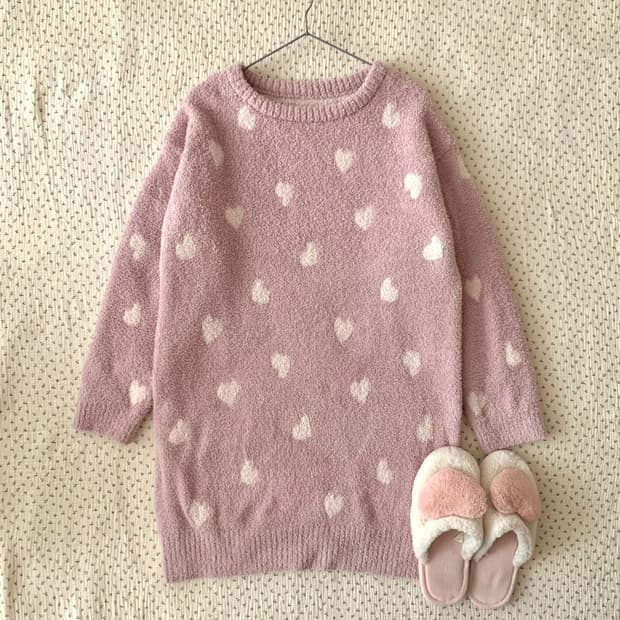 핑크 하트 원피스 파자마