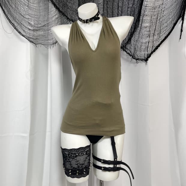 khaki sleeveless