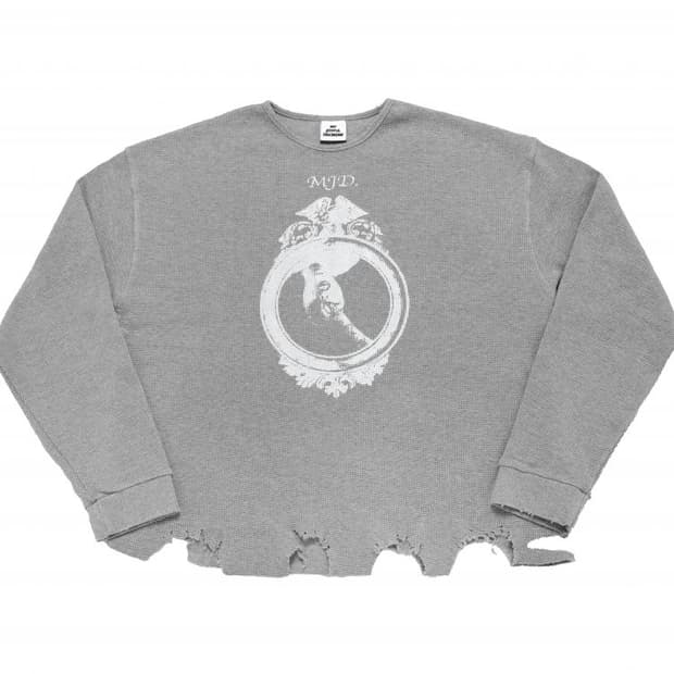 M MJD 디스 와플 롱슬리브 그레이 Distressed LS