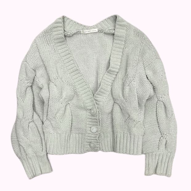mint cable brushed knit cardigan