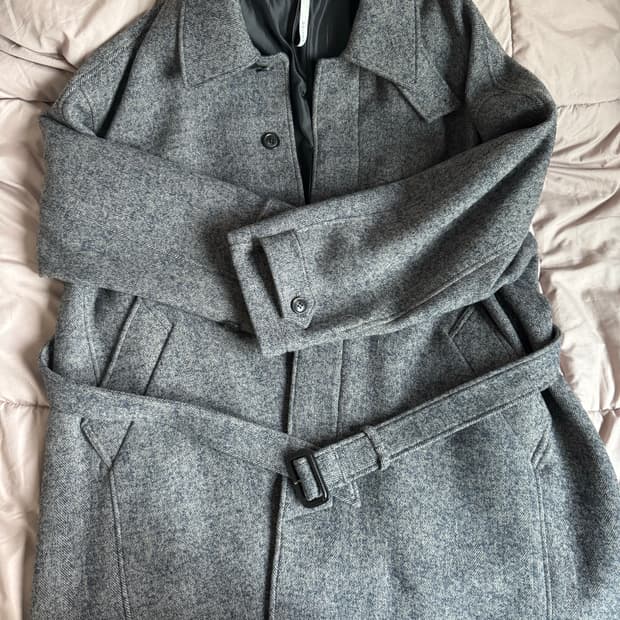 울 실크 헤링본 발마칸 코트 (그레이) 판매합니다