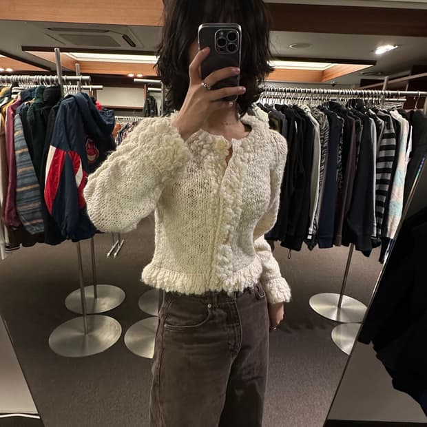 OS)Terrasse Dufferin 빈티지 여성 베이지 니트 가디건