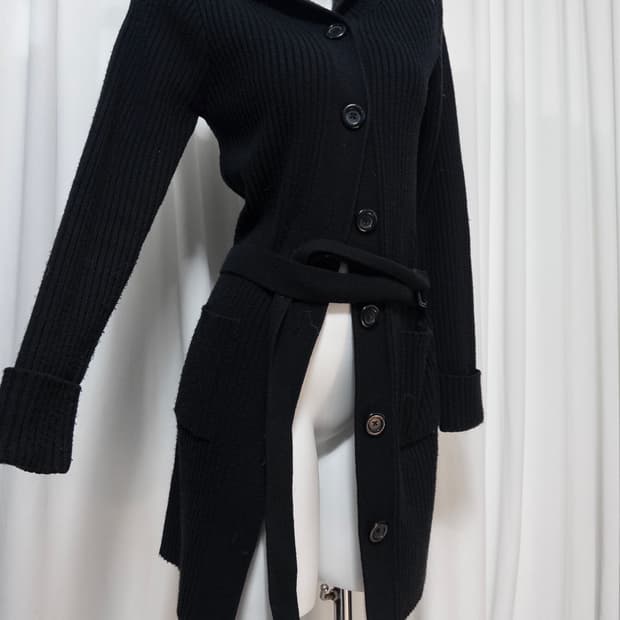 Black long knit cardigan