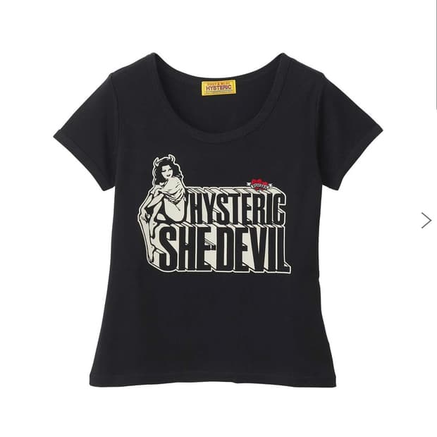 히스테릭 글래머 SHE DEVIL HEART 자수 치비 티셔츠