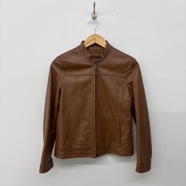 브라운 여성 양가죽 자켓 라이더 스타일 S