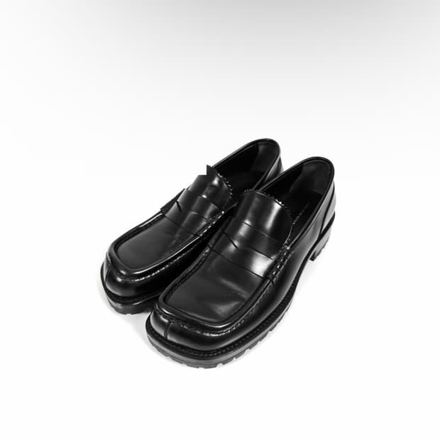 [43] 드리스 반 노튼 남성 레더 페니 스퀘어토 슬롯 로퍼 슈즈 블랙