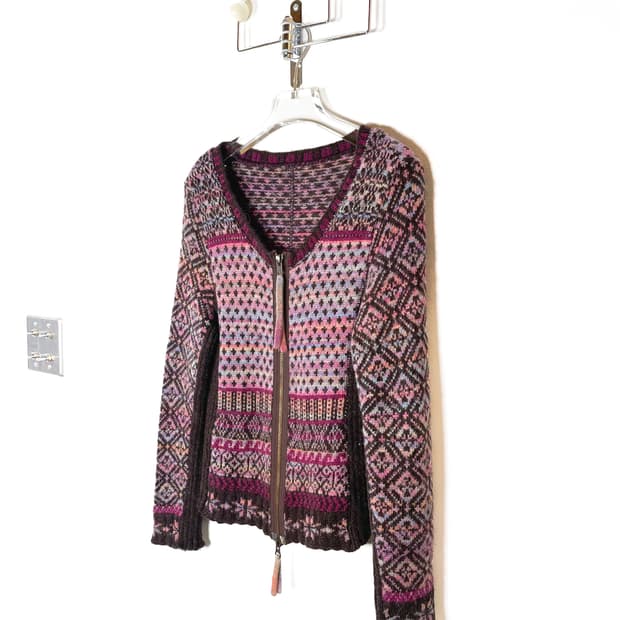 빈티지 울 알파카 실크 블렌드 니트 집업