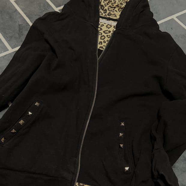 shop502 샵오공이 레오파드 호피 스터드 후드집업