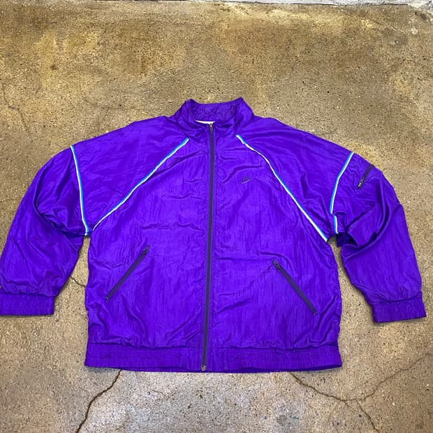 레어 80s Made in USA 빈티지 나이키 퍼플 바람막이