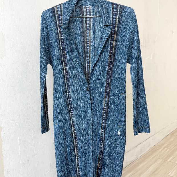 Pleats PleaseDenim Pattern Long Cardigan