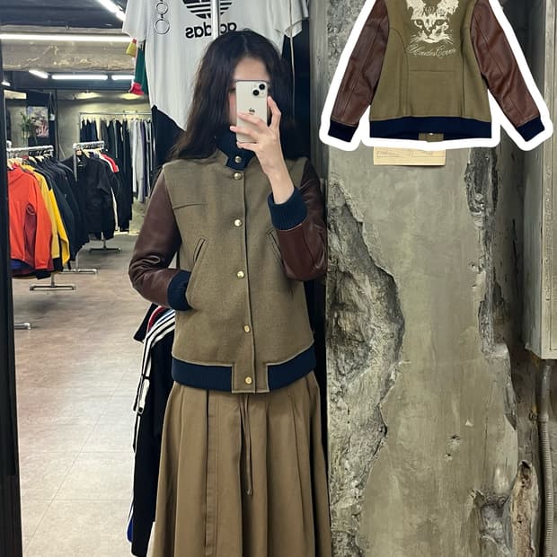 언더커버 레더 자수 울자켓 브라운 #csz2139