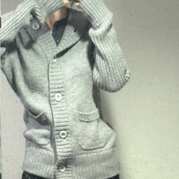 빈티지 후드 니트 가디건
