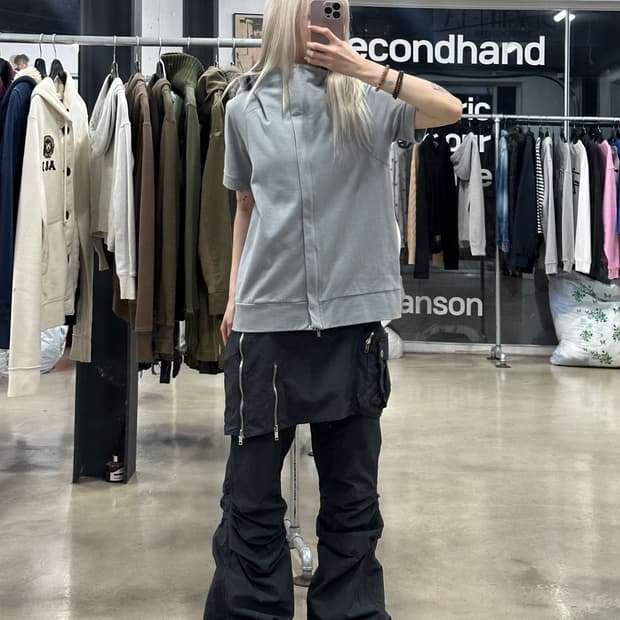 질샌더 인디블루 후드 반팔 집업 