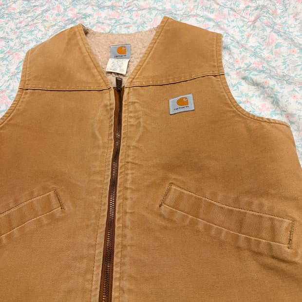 (M) 칼하트 V03 브라운 덕 캔버스 쉐르파 워크 베스트