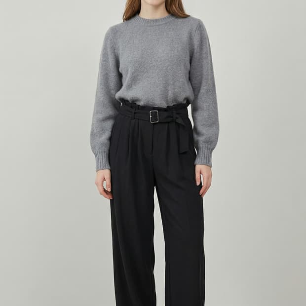 64/ 시스템 벨티드 투턱 밴딩팬츠