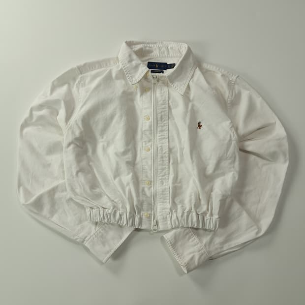 CK331 FREE 폴로 화이트 크롭 셔츠 자켓