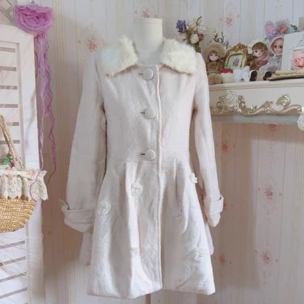 리즈리사 연핑크 플라워 백리본 퍼카라 코트 히메갸루