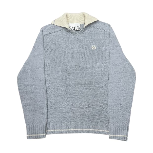 세터 로잔 브이넥 칼라 니트 글레이셔 그레이 XL