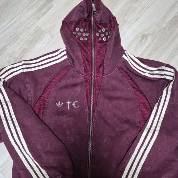 아디다스 떠그클럽 팀가이스트 후드집업 마룬 XXL