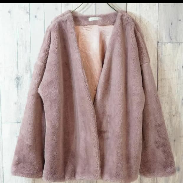 일본 빈티지 핑크 퍼자켓 퍼가디건