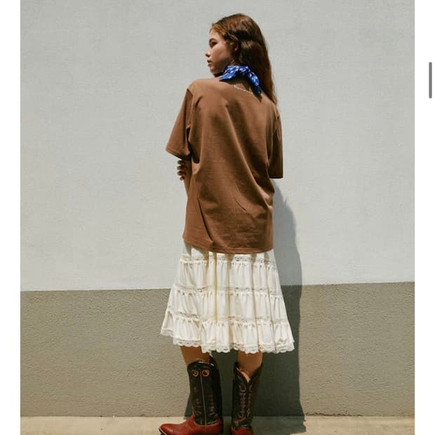 그린버터 셔링 레이스 슬립 드레스