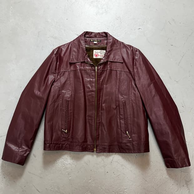 80's 시어스 버건디 크롭 레더자켓 빈티지 레더 자켓