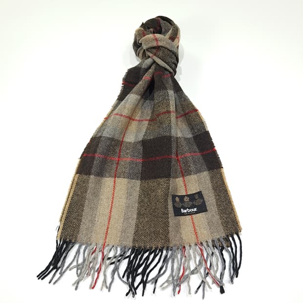 MX540 바버 90s 스코틀랜드판 울 타탄체크 브라운 머플러 목도리