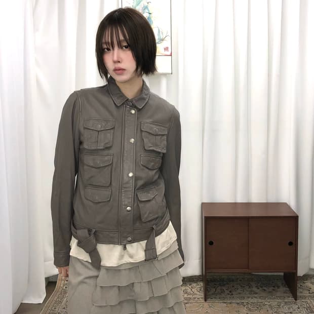 뮤트 브라운 양가죽 자켓