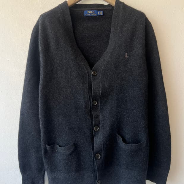 폴로랄프로렌  차콜그레이 브이넥 울가디건
