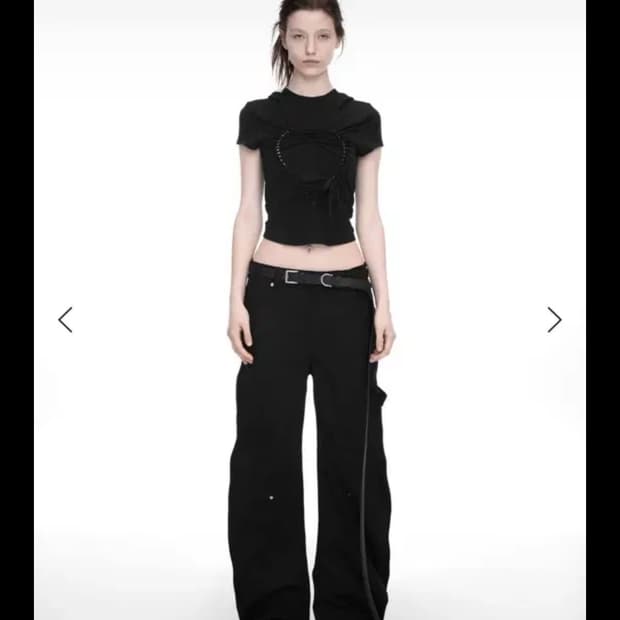 나체 nache RAWCUT CURVED PANTS 블랙