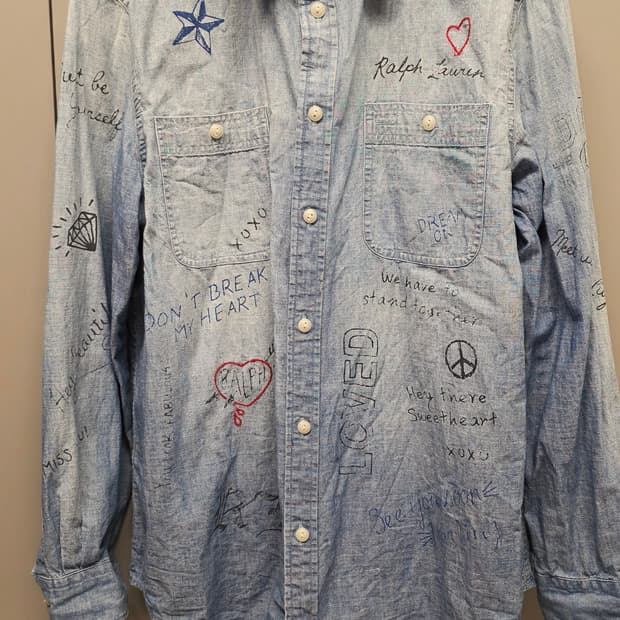 폴로 랄프로렌 자수 프린팅 데님 셔츠