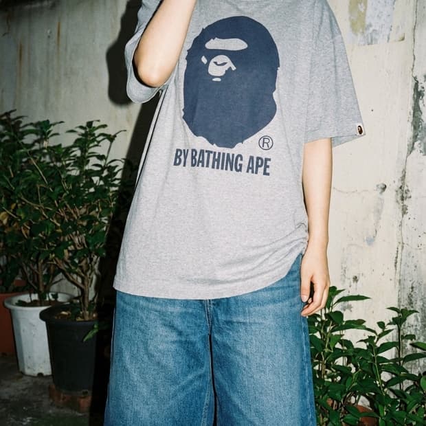 베이프 빅 에이프 헤드 그레이 반팔 티셔츠