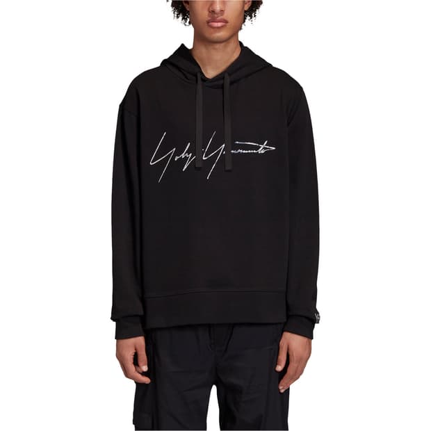 Y-3 요지야마모토 블랙 후드티 프린팅 로고 남녀공용