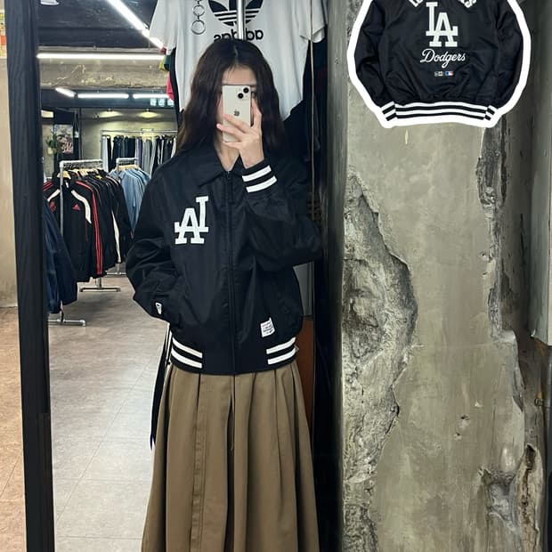 뉴에라 mlb 다저스 스타디움 집업 자켓 블랙 90 #csz2448 