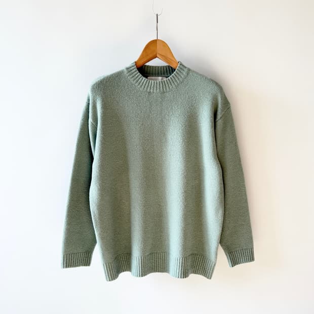 메리노울 알파카 블랜딩 펄 라운드 니트
