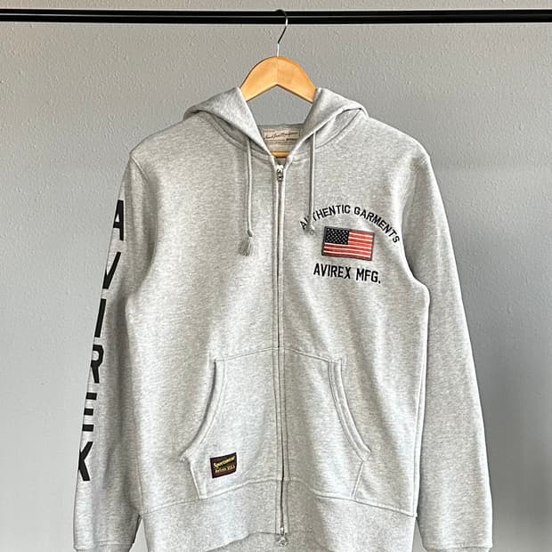 [M]아비렉스 AVIREX 스펠아웃 그레이 후드집업