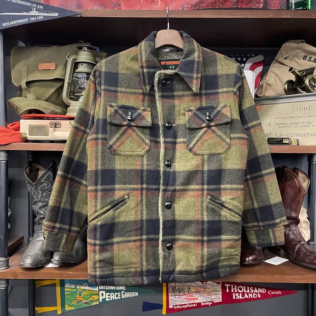 70s 맥그리거 울 바시티 체크 스포츠 코트 자켓