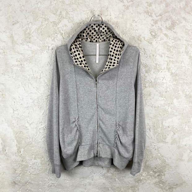 스나오 쿠와하라 폴카 도트 라이닝 후드 글리터