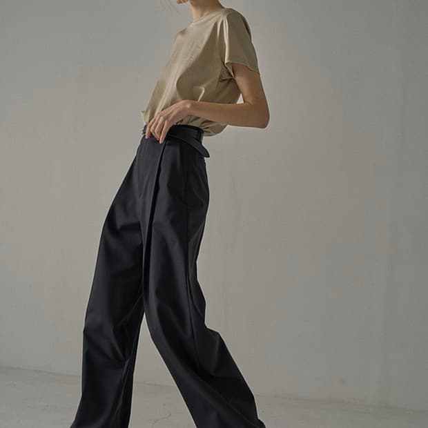 파사드패턴 썸머울 와이드 팬츠_black xs 새상품