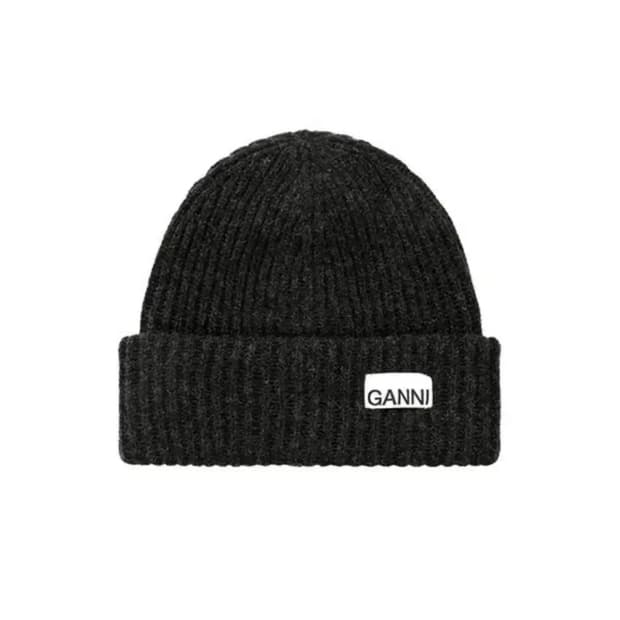 가니 로고 오버사이즈 울 비니(팬텀)