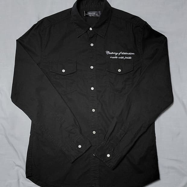 [M] Thruxton 블랙 워크 셔츠 (자수 포인트/스냅 버튼)