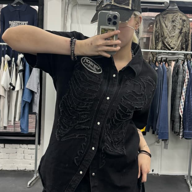 밴슨 레더 본 데님 셔츠