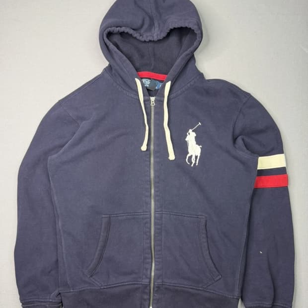 폴로 랄프로렌 빈티지 빅포니 스트라이프 후드 집업