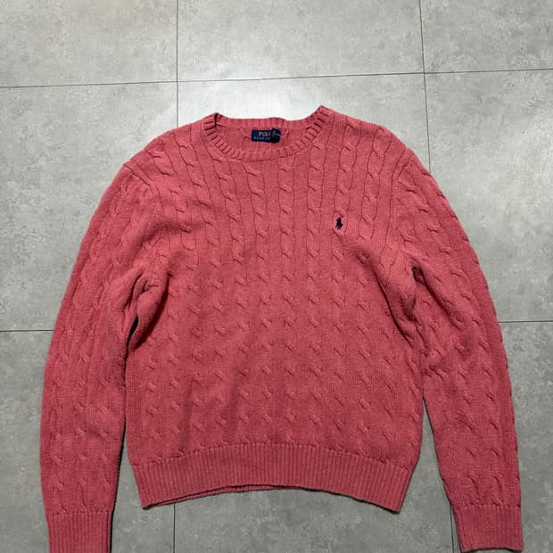  랄프로렌 폴로 파스텔  핑크  빈티지 케이블 니트  100size 