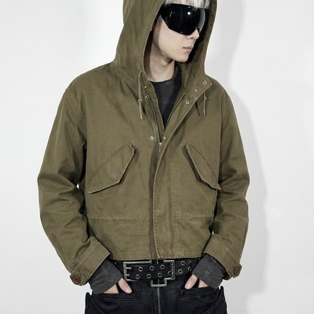 ( 레어) 에디슬리먼 생로랑 14ss  런웨이 사파리 크롭후디 집업자켓