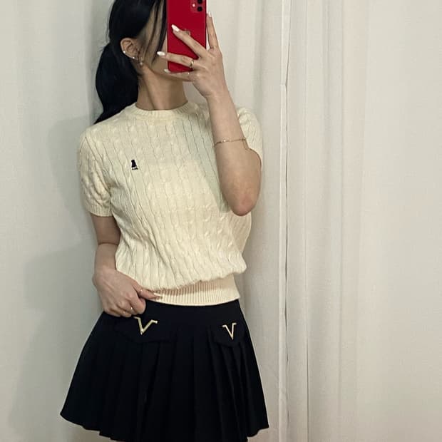 예일 꽈배기 반팔 니트
