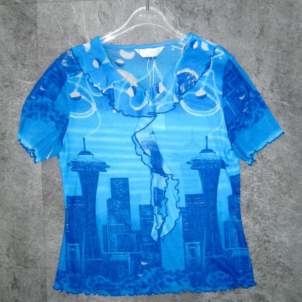 Blue Ruffle Top
