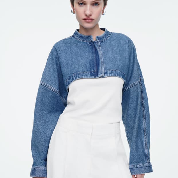 COS 코스 하이브리드 데님 크롭 탑 자켓